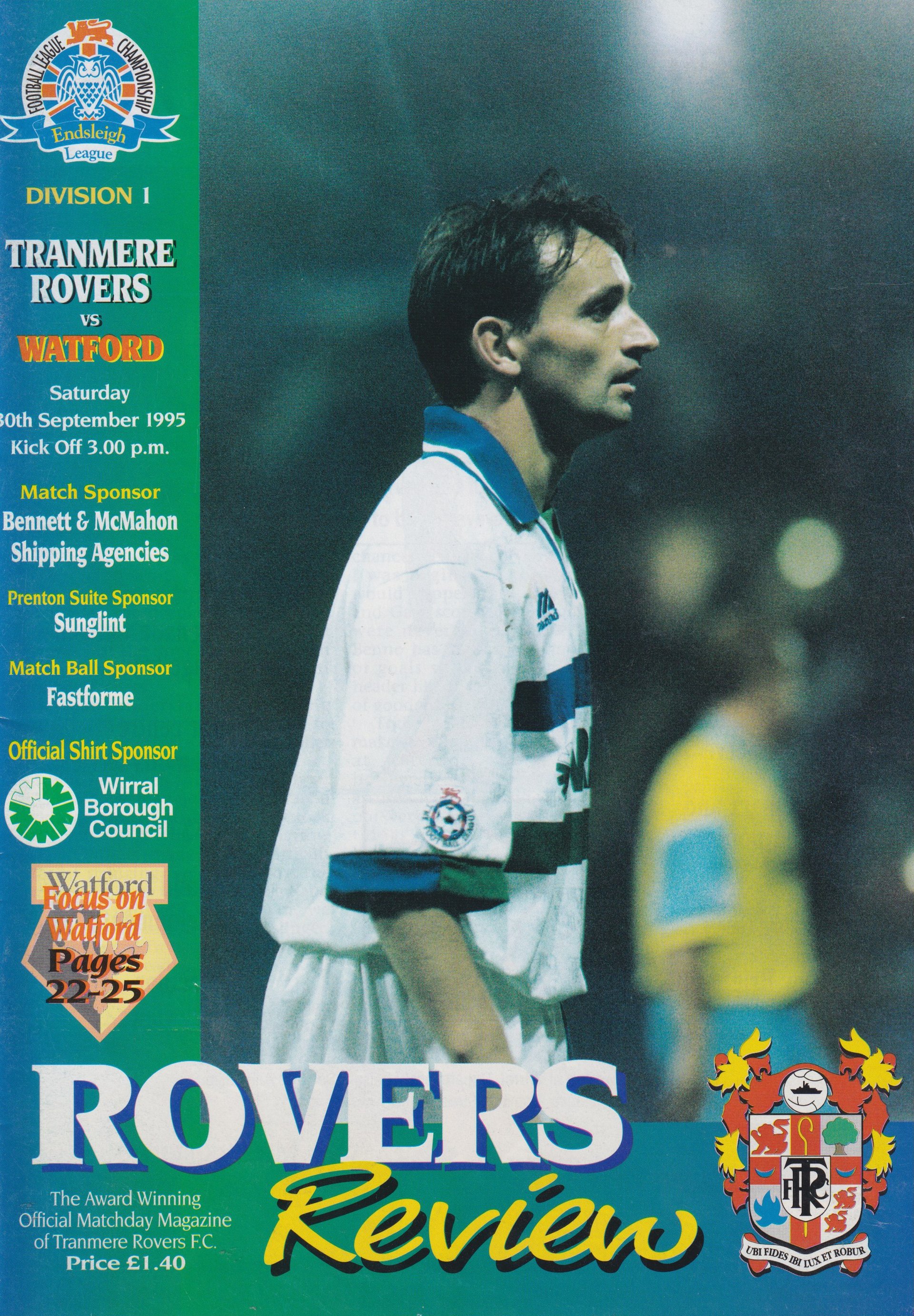 Tranmere Rovers v Watford match programme